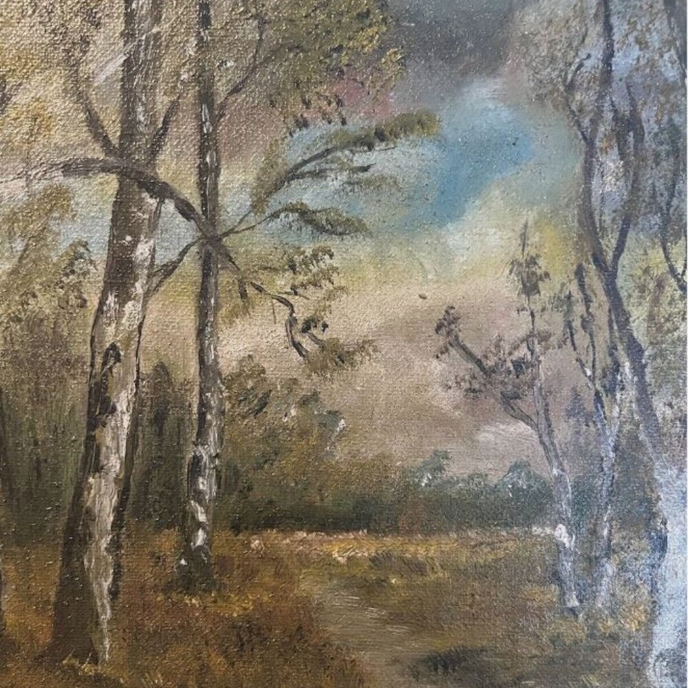 Vintage Landscape Framed Acrylic Painting on Board by E.O. Williams, dated 1920 - Picture 4 of 9